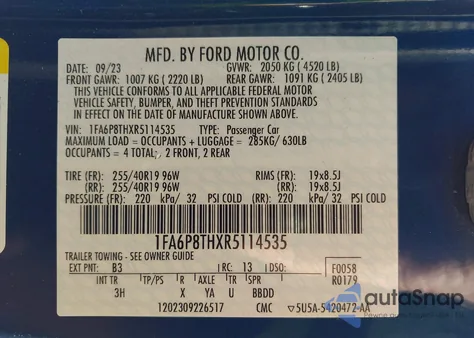 2024 Ford Mustang Ecoboost Premium Fastback from USA, damaged, VIN 1FA6P8THXR5114535